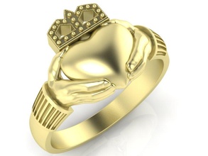 claddagh ring number two 3d print model in rings 3dexport jewellery gift beautiful heart vintage printable diamonds women jewelry jewel 3dm 3ds stl gold high poligonal 3d print model - Mito3D