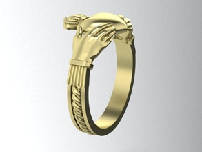 Claddagh anillo número joyería regalo hermoso corazón Clásico imprimible diamantes mujer joya anillos 3dm 3ds stl oro alto poligonal 3d print model - Mito3D