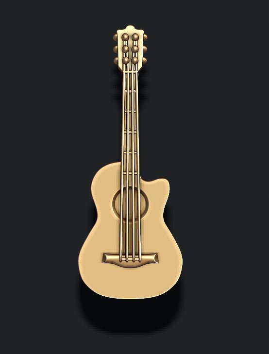 clássico acústico violão pingente 3d impressão modelo in pingentes 3dexport instrumento músico música som musical jazz gongo rocha realista jóia jóias joalheria colar prata ouro 3D print model - Mito3D