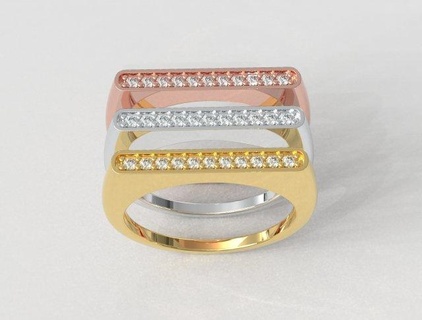 classic diamond ring rings gold jewelry pauloranieri trendy fashion modern silver signet chevalier flat collecttible diamond-ring classic-ring colectible-ring printable-ring 3d print model - Mito3D