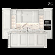 classic kitchen island 05 oven sink marble hood equipment furniture microwave shelf 3d print model - Mito3D