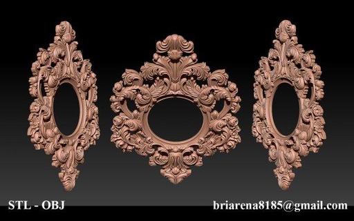 classical carved frame decor machine 3d model cnc printed stl mirror reliefs routers vintage ornament wood carve wall-mirror antique baroque decoration 3d print model - Mito3D
