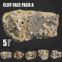 falaise visage pack paquet calcul collection sol obj max vray ray atout tempête extérieur nature élément 3d scanné retopo Roche paysage 3d print model - Mito3D