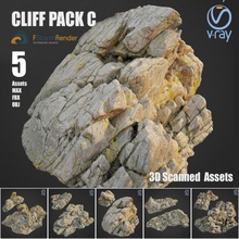 cliff pack bundle stone collection ground obj max vray v-ray asset fstorm exterior nature element 3d scanned retopo rock landscape lowpoly 3d print model - Mito3D