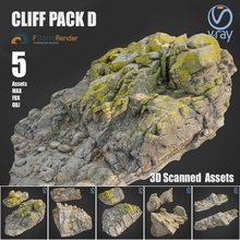 cliff pack d bundle 3d model in environment 3dexport stone collection ground obj max vray v-ray asset fstorm exterior nature element scanned retopo rock landscape lowpoly 3d print model - Mito3D