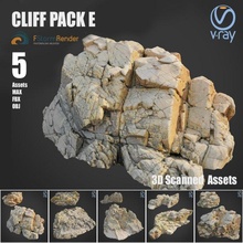 cliff pack e bundle 3d model in environment 3dexport stone collection ground obj max vray v-ray asset fstorm exterior nature element scanned retopo rock landscape 3d print model - Mito3D