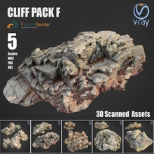 cliff pack bundle stone collection ground obj max vray v-ray asset fstorm exterior nature element 3d scanned retopo rock landscape 3d print model - Mito3D