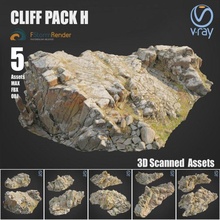 cliff pack h bundle 3d model in environment 3dexport stone collection ground obj max vray v-ray asset fstorm exterior nature element scanned retopo rock landscape lowpoly 3d print model - Mito3D