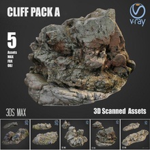 cliff pack a bundle 3d model in environment 3dexport stone rock tree forrest root moss gras lowpoly obj max vray asset collection ground scan nature 3d print model - Mito3D