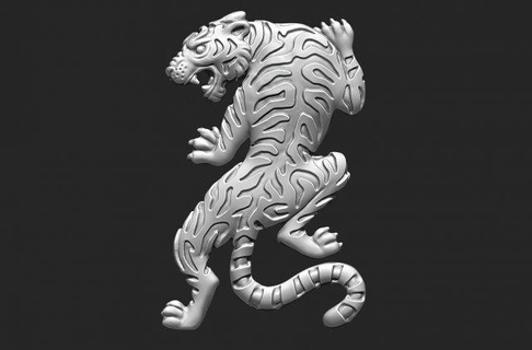 climbing tiger cat wild lion ring pendant jewelry signet panther gem silver gold puma nature predator tattoo japanese animal basrelief bas-relief 3d print model - Mito3D