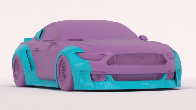 geklammert fackeln 2015 mustang körper kit druckbar 3d drucken modell automobil 3dexport bodykit breiter widebody aerodynamik spoiler kotflügel 3dprint druckguss maßstabgetreues tuning rc heiße reifen tamiya hobby diy 3D print model - Mito3D