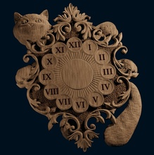orologio cnc artcam kat gatto stl 3d print model - Mito3D