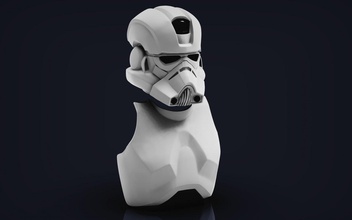 clone engineer phase 2 helmet body armor 3d print model in man 3dexport character star wars trooper plastic beautifull white staff scifi infantry game art imperial empire galactic 3d print model - Mito3D