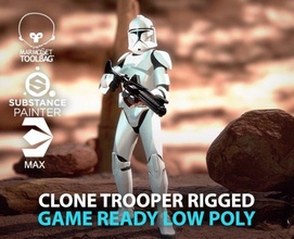 clone trooper rigged 3d model in man 3dexport starwars clonetrooper white blaster military soldier human character scifi stormtrooper infantry recon rock cliff lowpoly pbr-texturing 3d print model - Mito3D