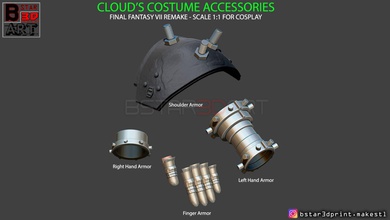 cloud armor accessories - final fantasy vii remake 3d print model in toys 3dexport hardedge buster cosplay game ps4 costume shoulder arm finger 3d print model - Mito3D
