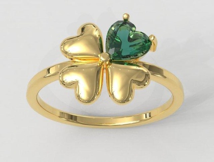yonca değerli taş yüzük yüzükler altın gold ring takı jewelry rings paulorani 39 ye modaya uygun moda modern gümüş clover gemstone luck şans good vibes Aşk 3d print model - Mito3D