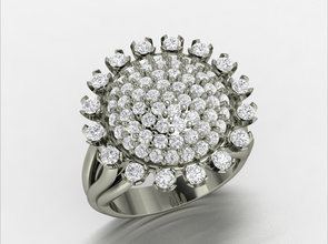 cluster de la conception l'anneau femme jeune fille yellov blanc or d'argent bijoux mode 3d print model - Mito3D