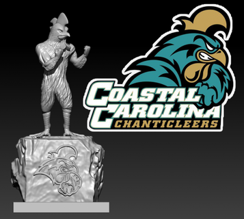 coastal carolina university chanticleer mascot statue decor - ncaa  anatomy coastal carolina university chanticleer mascot statue decor  3d print model - Mito3D