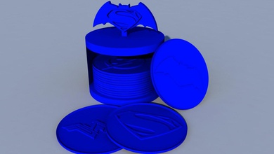 coasters dc superhero ready to print 3d model in kitchen dining 3dexport glass holder comics batman superman wonderwoman aquaman flash 3d print model - Mito3D