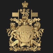 mantel of waffen kanada 3d drucken modell zeichen logos 3dexport symbol kamm zustand heraldisch schild krone löwe ahorn 3d print model - Mito3D