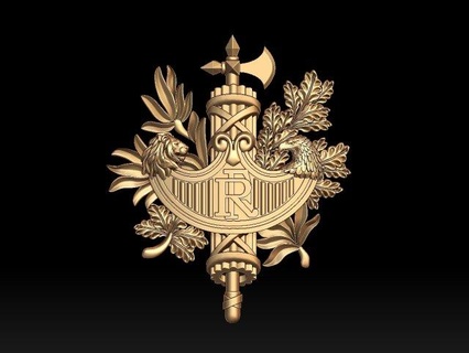 Mantel Waffen Frankreich Zeichen Logos Ornament Skulpturen Löwe Adler drucken cnc Eiche Republik ax simbol Emblem 3d print model - Mito3D