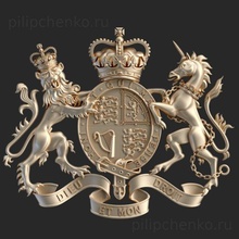 coat arms united kingdom government version uk shield crest symbol heraldry england 3d print model - Mito3D