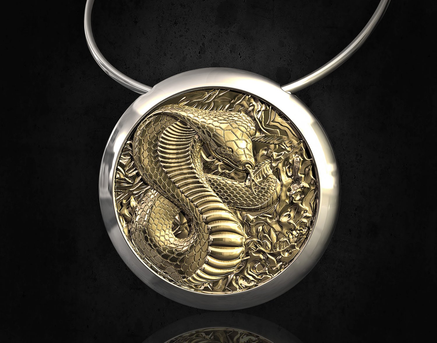 kobra kolye 3d yazdırılabilir stl Gümüş sterling platin yılan rahatlama moda şık erkekler kadınlar hayvanlar terör altın kuyumcu 3D print model - Mito3D