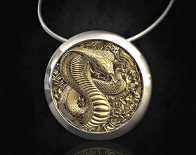 cobra pendant 3d printable stl pendants silver sterling platinum snake relief fashion stylish men women animals terror gold jewellry 3d print model - Mito3D