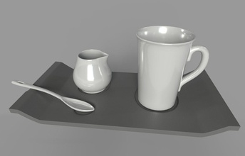 coffee set coffe tray cup cups spoon spoons tea teahouse kitchen guests breakfast 3d print model - Mito3D