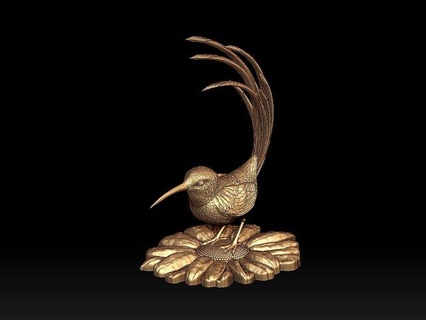 colibri cantarolando pássaro escultura bico penas asas arte esculturas beija Flor impressão branco garganta 3d print model - Mito3D