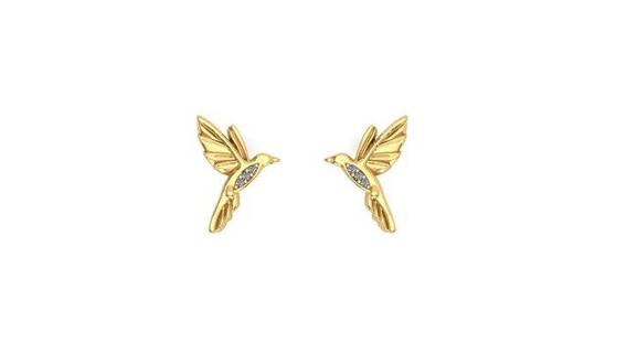 colibri pusettes earrings jewelrydesign jewellery jewelry jewellerydesigner 3dprint 3dmodel silver gold golddesigner 3d print model - Mito3D