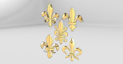 collection of 5 lys flower fleur de 3d print model in 3dexport jewelry silver motif jewellery printable pendant gold bracelate necklace ring fashion 3d print model - Mito3D