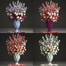 collezione mazzi fiori primavera mazzo tulipani tulipano rosa arredamento pianta sakura ciliegia fiore bicchiere petali fiorire Giappone realistico petalo vaso sacura impostato 3d print model - Mito3D