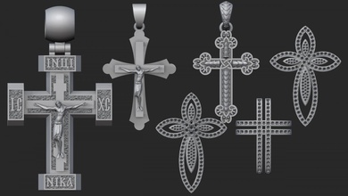 coleção cruzes jóias impressão cera printable definir crucifixo luxo o padrão a cruz de jesus 3d print model - Mito3D
