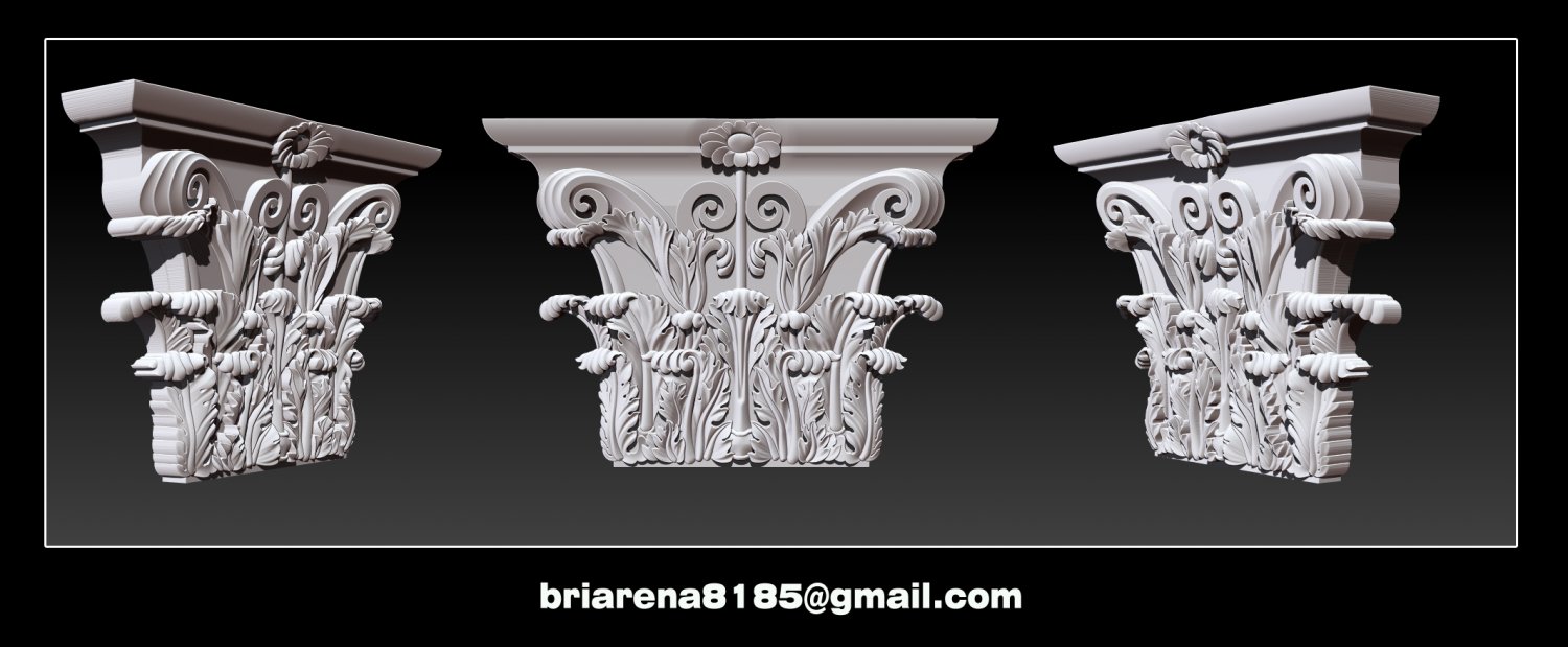 colonna capitale 3d stl Modelli cnc router antico architettura scultura Roma Grecia edificio componente classico arte sculture pilastro barocco bassorilievo intaglio 3D print model - Mito3D