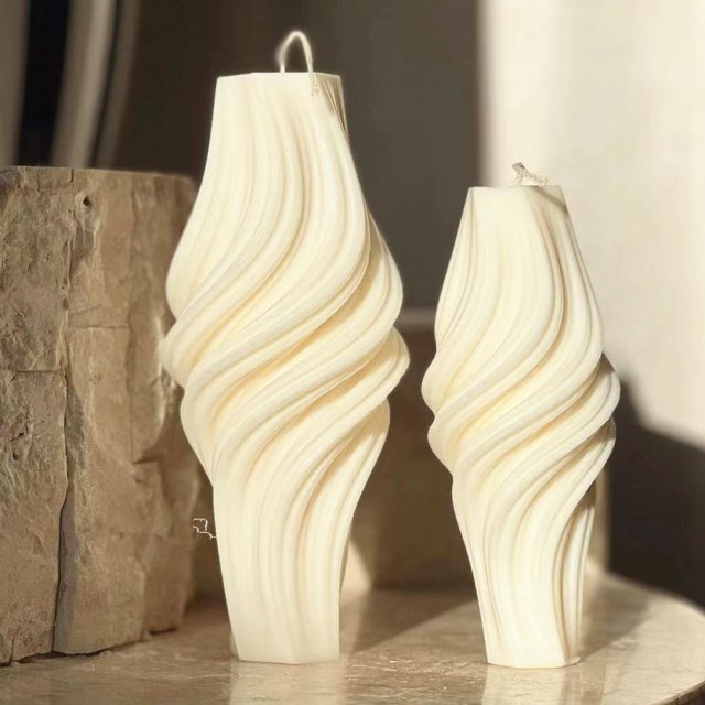 säulenförmig rotierend Kerze Welle Dekor roman Säule Strudel Silikon Formen drehen Verjüngung Spiral Kerzen Schimmel geometrisch zylindrisch wellig 3D print model - Mito3D