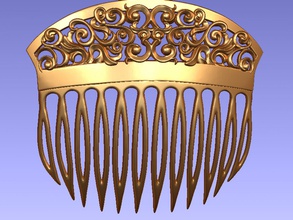 comb female hair 3d print model in 3dexport printing printable decoration hairstyle cnc pattern carved stl barrette 3d print model - Mito3D