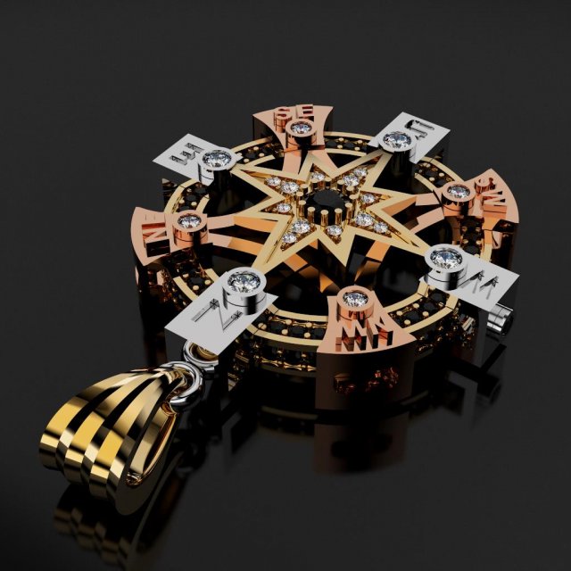 pusula gül kolye 3d yazdır model in küpe 3dexport altın gümüş takı değerli taş mücevher elmas 3dprinted yazdırılabilir tasarım prototip oluşturma rüzgar yön 3D print model - Mito3D