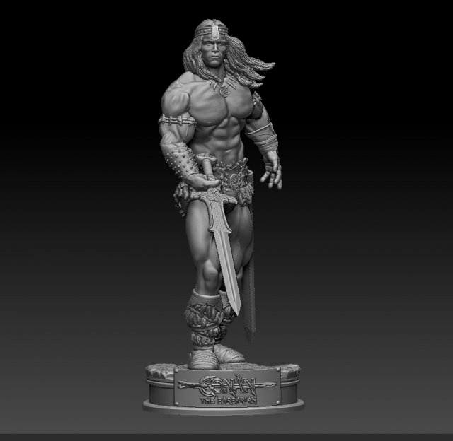 conan barbare 3d impression modèle in figurines 3dexport schwarzenegger guerrier 3dprinter sculpture personnage médiéval chevalier guerriers fantaisie imprimable homme arnold épée art sculptures 3D print model - Mito3D