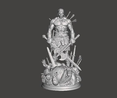 Conan barbar ilham Sanat heykel 27 cms şekil model kahraman kılıç balta tank savaşçı dövüşçü avcı dungeons and dragons fantezi rpg Warcraft karakter komik koleksiyon Cimmian lotr fanart 3d print model - Mito3D