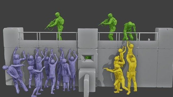 calcestruzzo diorama zombie soldati 3d Stampa modello figurine 3d print model - Mito3D