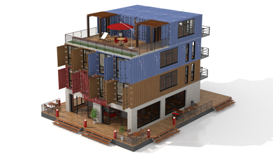 konteyner yerleşim apartman bina 3d model in binalar 3dexport nakliye geri dönüşüm birim tasarım yapı mimari çağdaş bloklar ticari gayrimenkul konaklama evlilik düz 3d print model - Mito3D