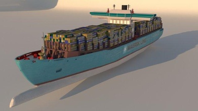 envase Embarcacion emma maersk comercial barco mercante embarcación mas grande lowpoly buque industrial vehículo cáscara listo jugar unity game model 3d print model - Mito3D