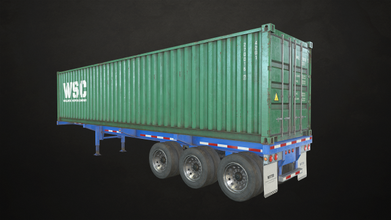 konteyner tanıtım videosu poli 3d model in römorklar 3dexport kamyon yarı römork nakliye kargo cargo container ulaşım düşük oyun hazırlığı pbr araç ağır lojistik sanayi çekmek tekerlek 3d print model - Mito3D