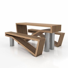 zeitgenössisch picknick tabelle bank frei 3d modell 3dexport park möbel straße entspannung garten urlaub holz 3d print model - Mito3D