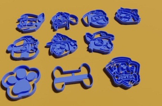 galleta cortador pata patrulla 3d impresión modelo in animales 3dexport cara niños 3d print model - Mito3D