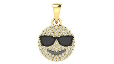 cool emoji diamond pendant emoticon coolguy coolface chill iphone pandle cnc 3dprintbale zbrush gold silver cute luxury face smartguy jewelry 3d print model - Mito3D