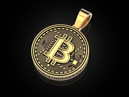 havalı bitcoin kolye takı 3dprinted mücevher altın gümüş madeni para nakit birimi kripto cips jeton bit btc blok zinciri 3d print model - Mito3D