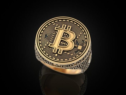 coolest bitcoin ring rings jewelry jewellery printable jewel golden silver coin cash money currency crypto chips token bit btc blockchain 3d print model - Mito3D