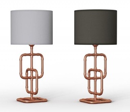 cuivre tuyau table lampe lumière tissu verre bureau meubles tuyaux conception 3d print model - Mito3D